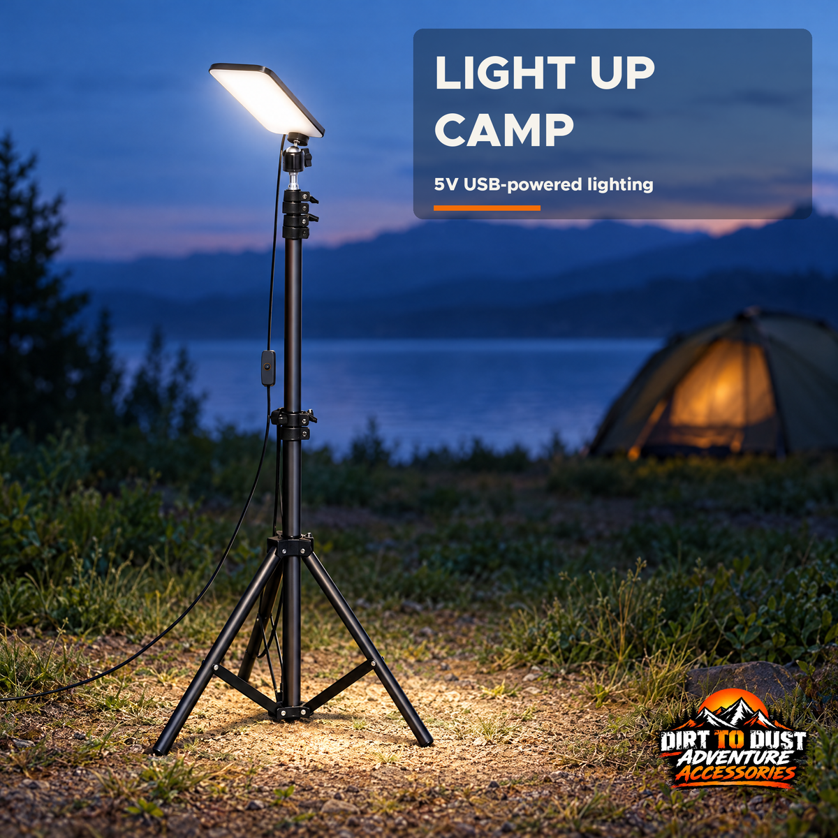 LED Camping Light with Adjustable Tripod – 180 cm