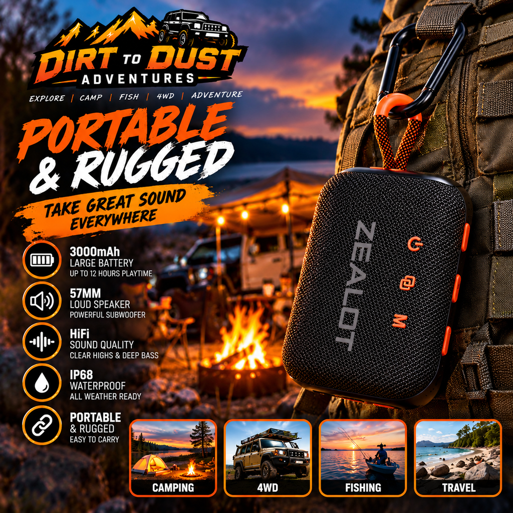 Dirt to Dust S75 Waterproof Bluetooth Camping Speaker – TWS Stereo