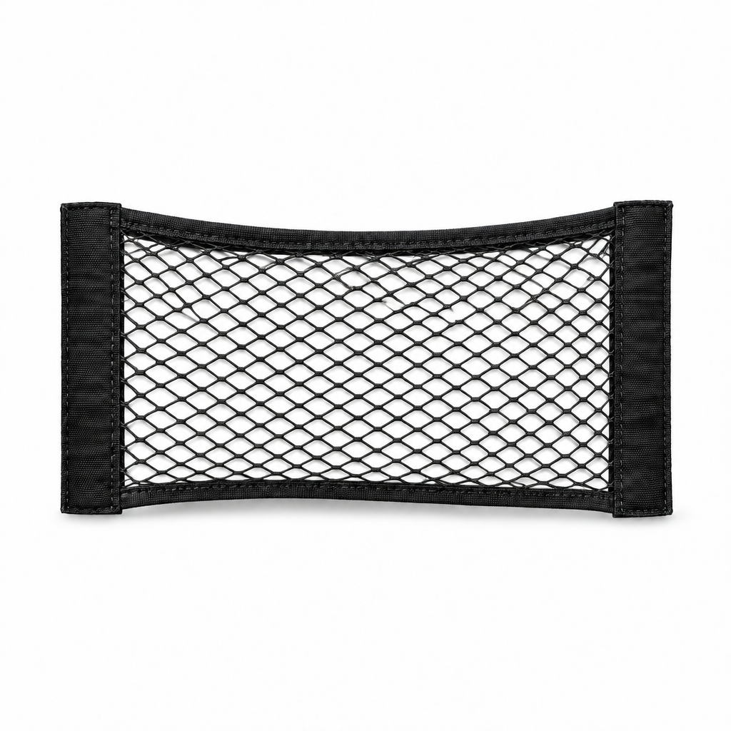 Black vehicle mesh storage pocket