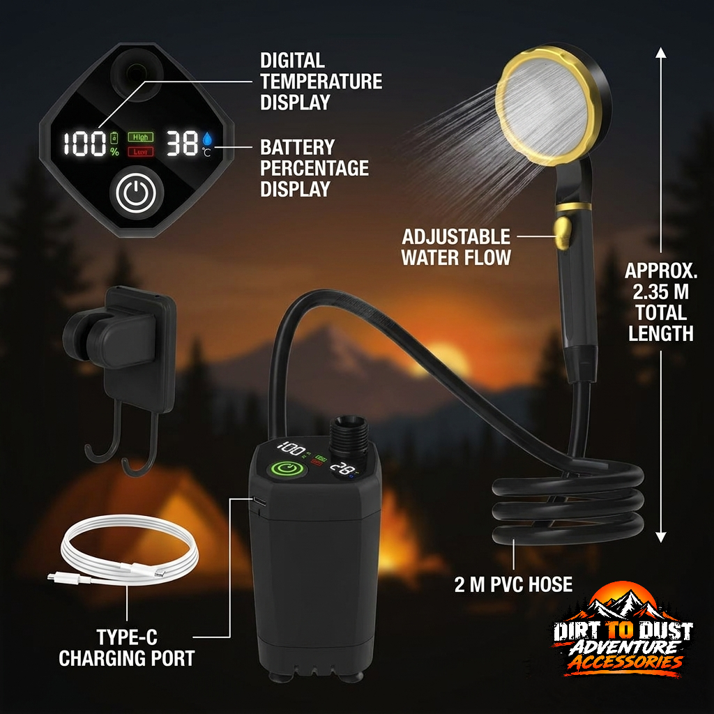 Portable Camping Shower – Hot Shower Anywhere, 6000mAh Rechargeable Pump