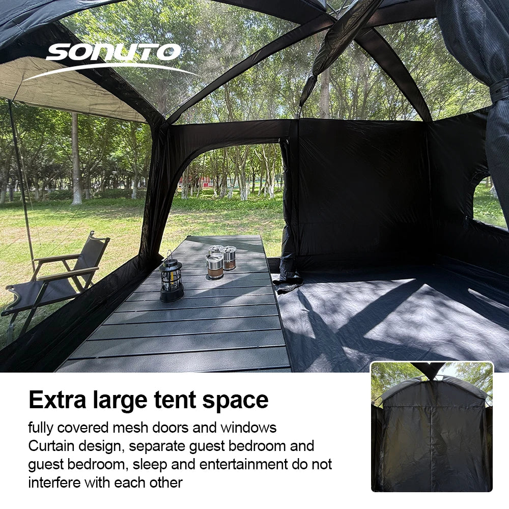 Double-Layer Family Tent with Two Bedrooms & Living Area