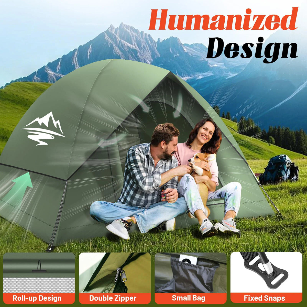 3–4 Person Double-Layer Camping Tent with Aluminium Poles