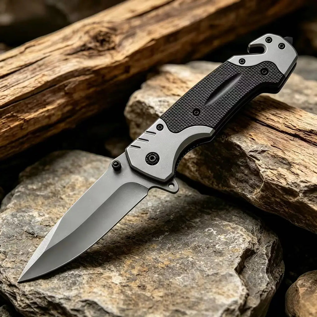 G10 Folding Camping Knife with Glass Breaker