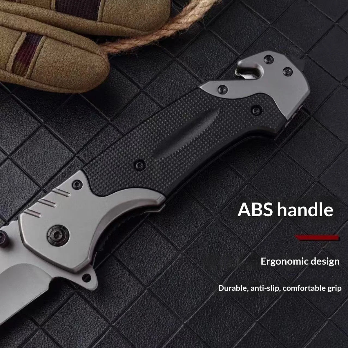 G10 Folding Camping Knife with Glass Breaker