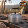 Aluminium camping kettle branded advertising image