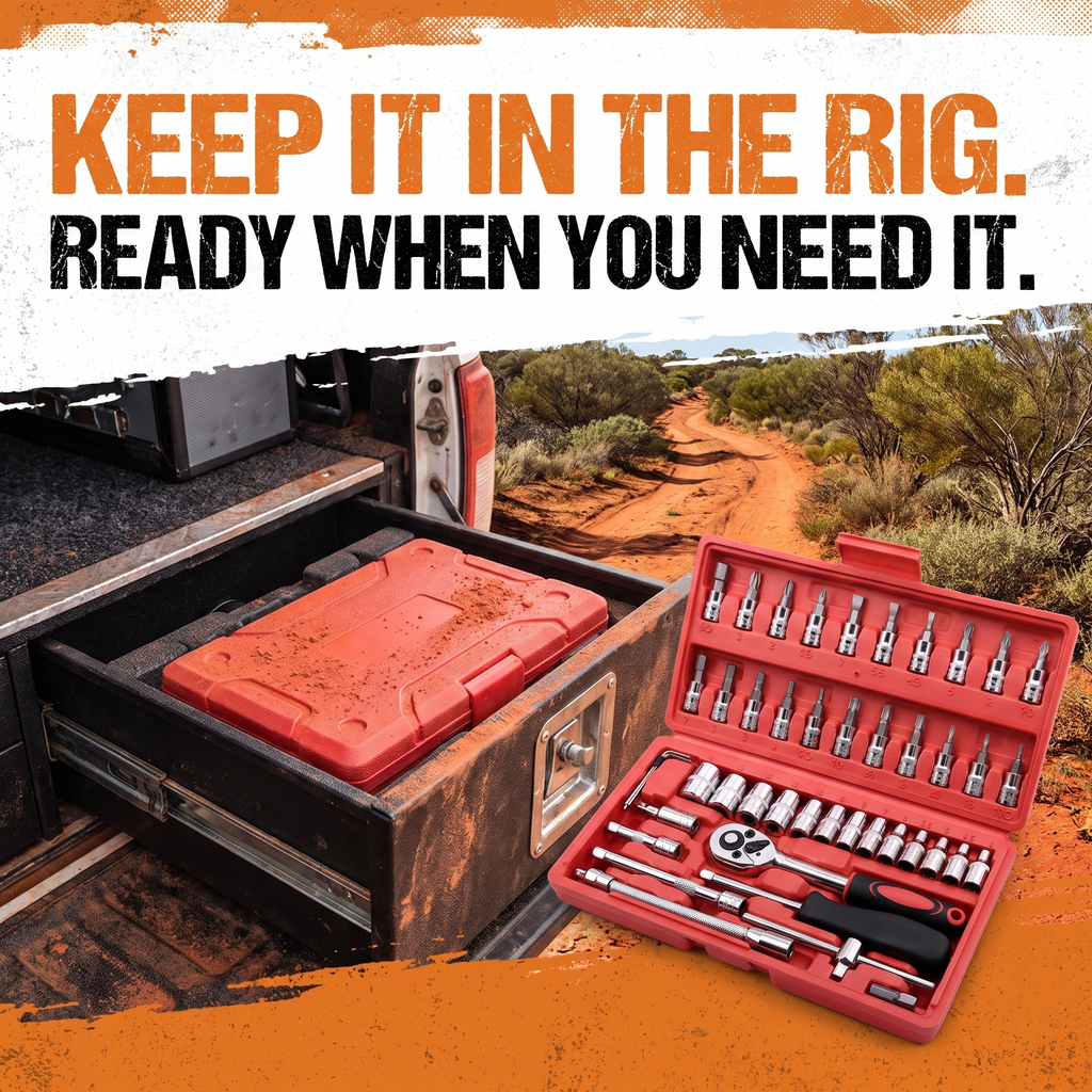 Dirt to Dust Adventure Accessories 46-Piece Tool Kit – Ratchet, Sockets & Bits