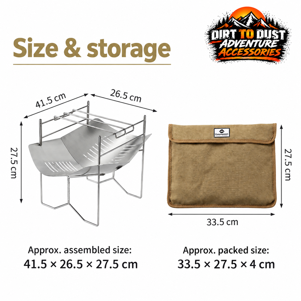 CAMPINGMOON SOLO-A4 assembled and packed dimensions with canvas carry bag