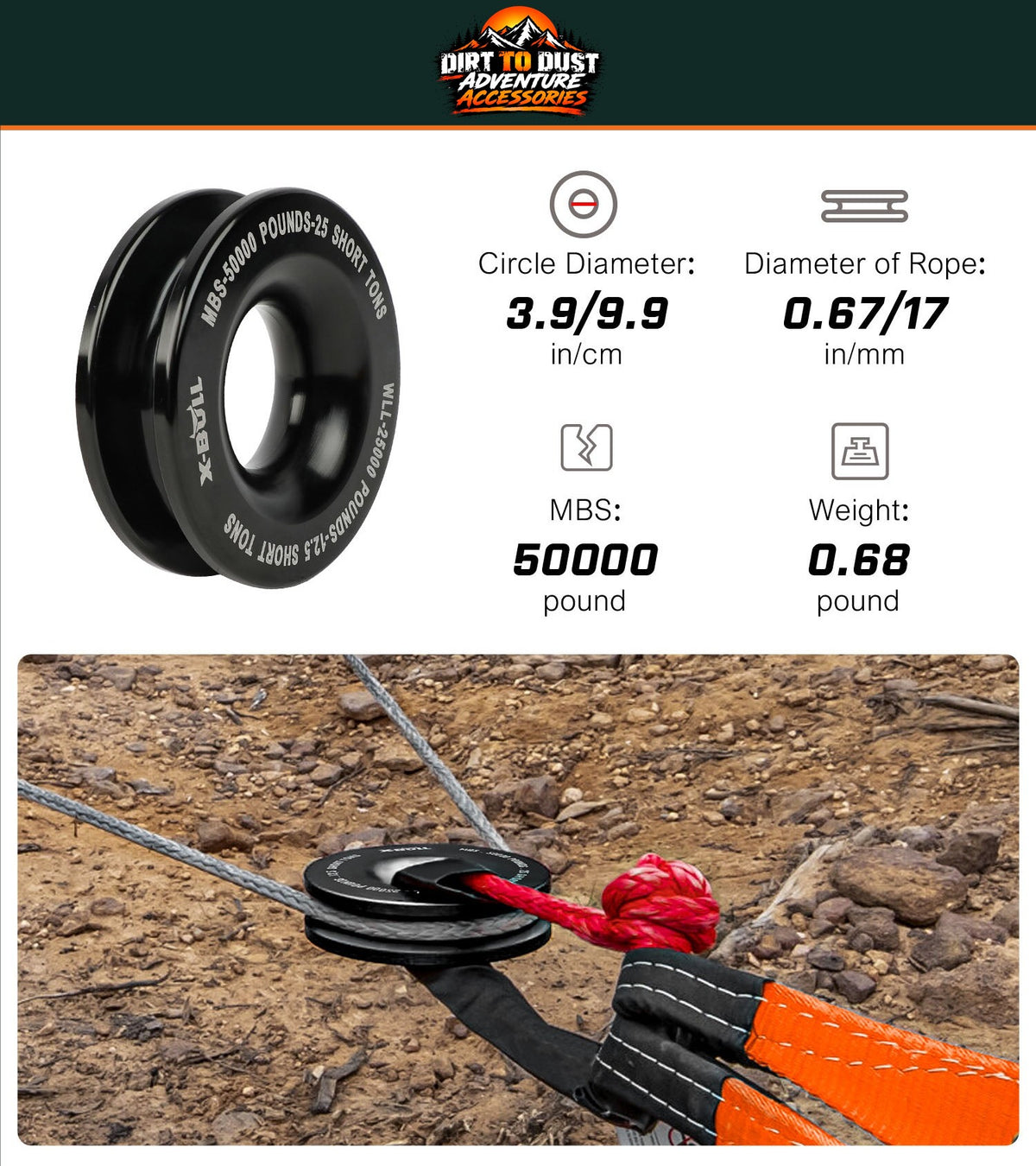 X-BULL recovery ring product dimensions and usage details