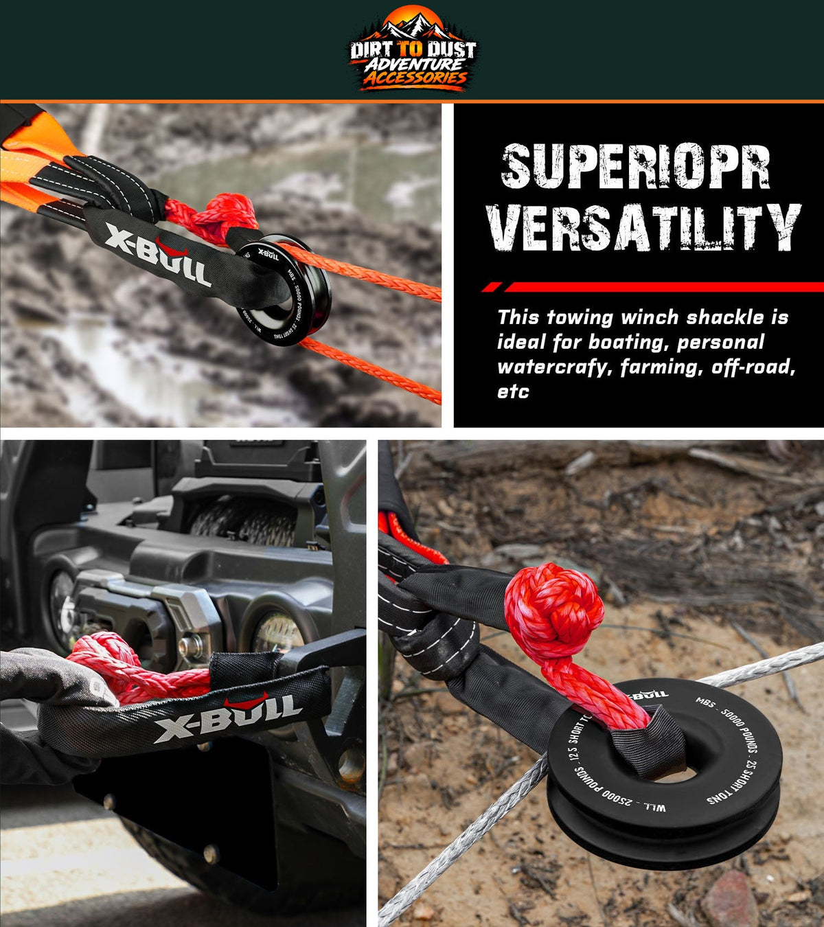 X-BULL ring and soft shackle kit shown in recovery use