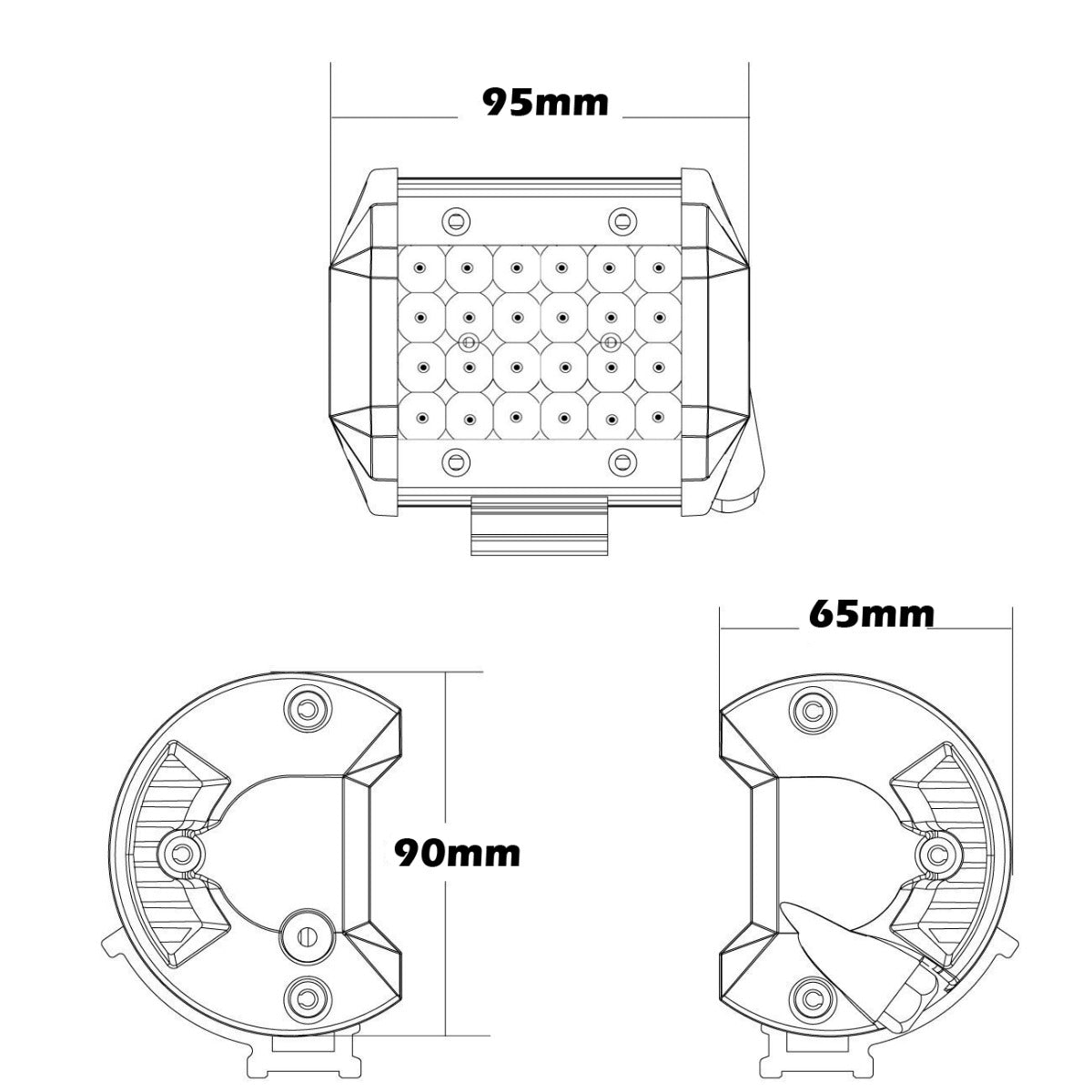 Pair 4-Inch LED Spot Work Lights – 2150 Lumens Each, 12V/24V 4WD