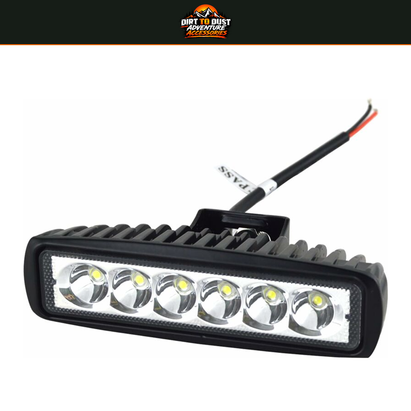 Close-up of one 6-inch LED spot work light with branded transparent logo header