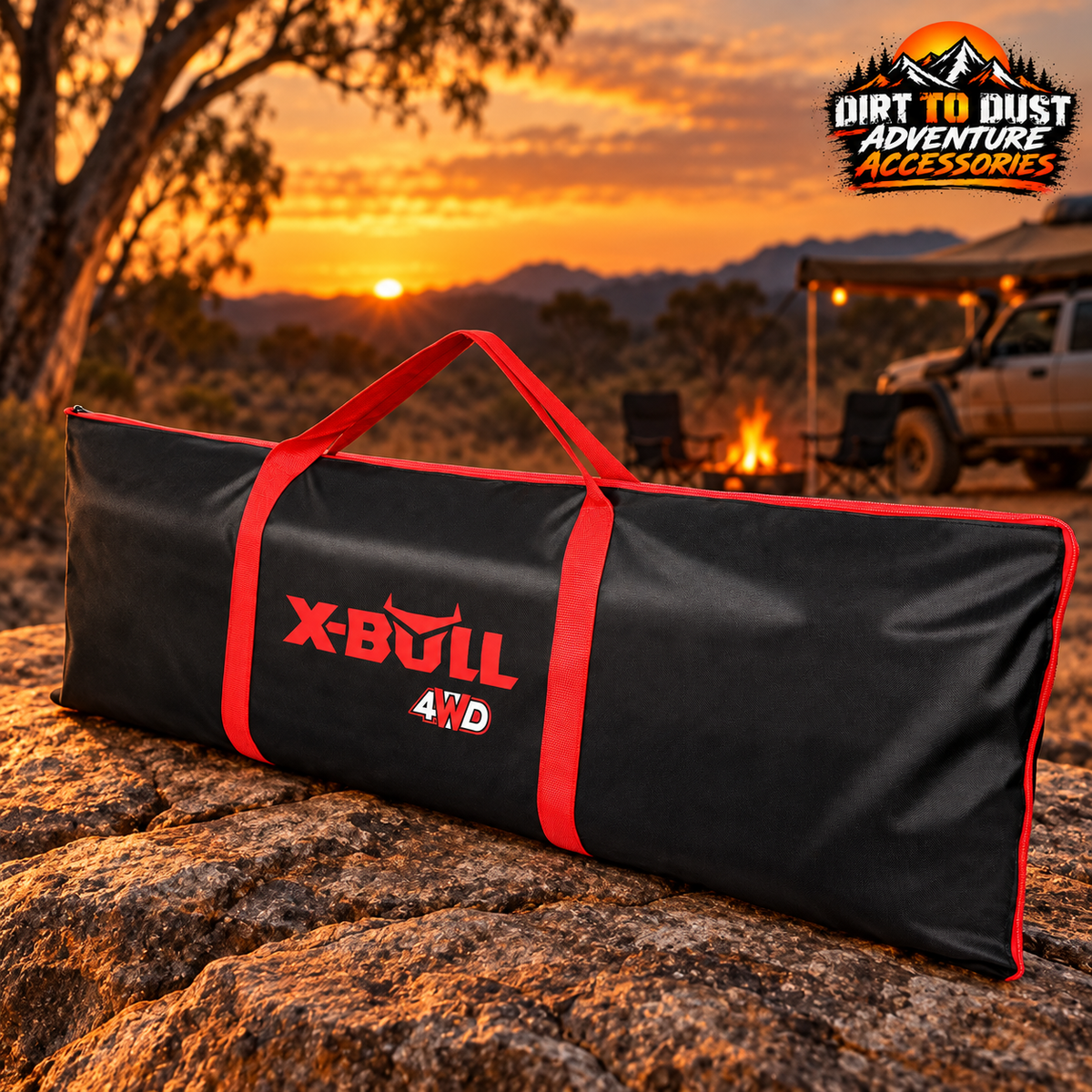 X-BULL recovery track carry bag branded by Dirt to Dust Adventure Accessories