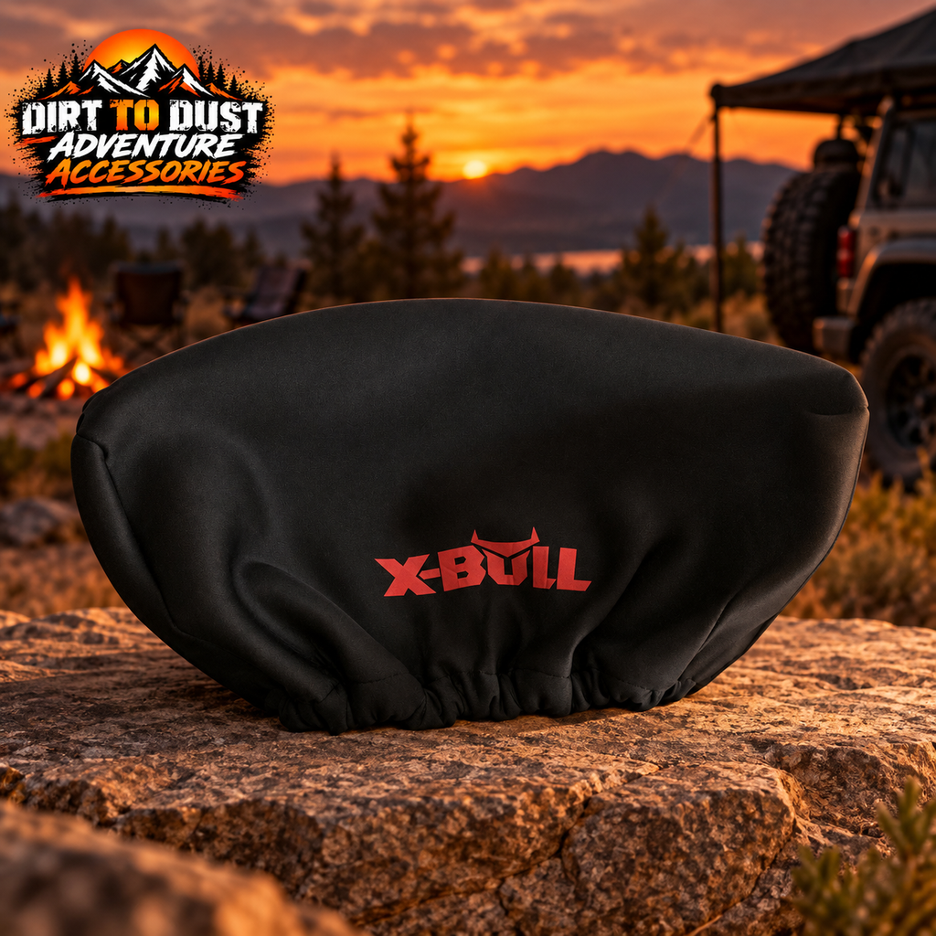 X-BULL waterproof winch cover branded by Dirt to Dust Adventure Accessories
