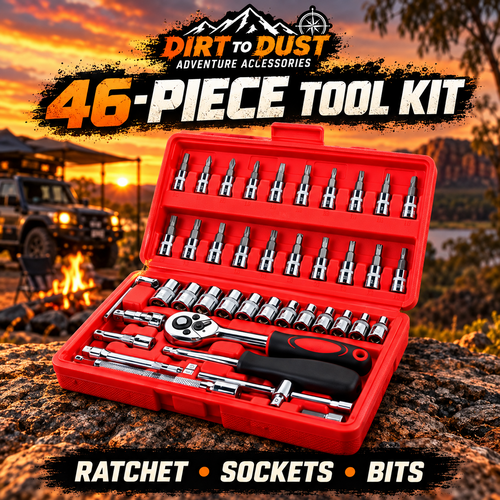 Dirt to Dust Adventure Accessories 46-Piece Tool Kit – Ratchet, Sockets & Bits