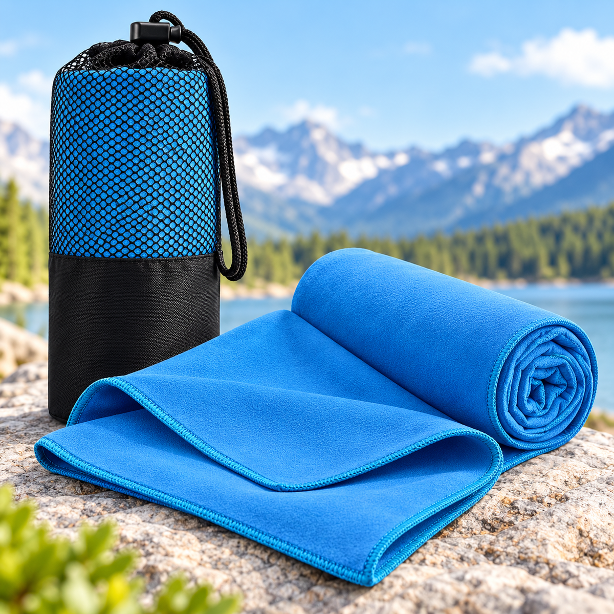 Quick-Dry Travel Towel with Pouch – 40 × 80 cm