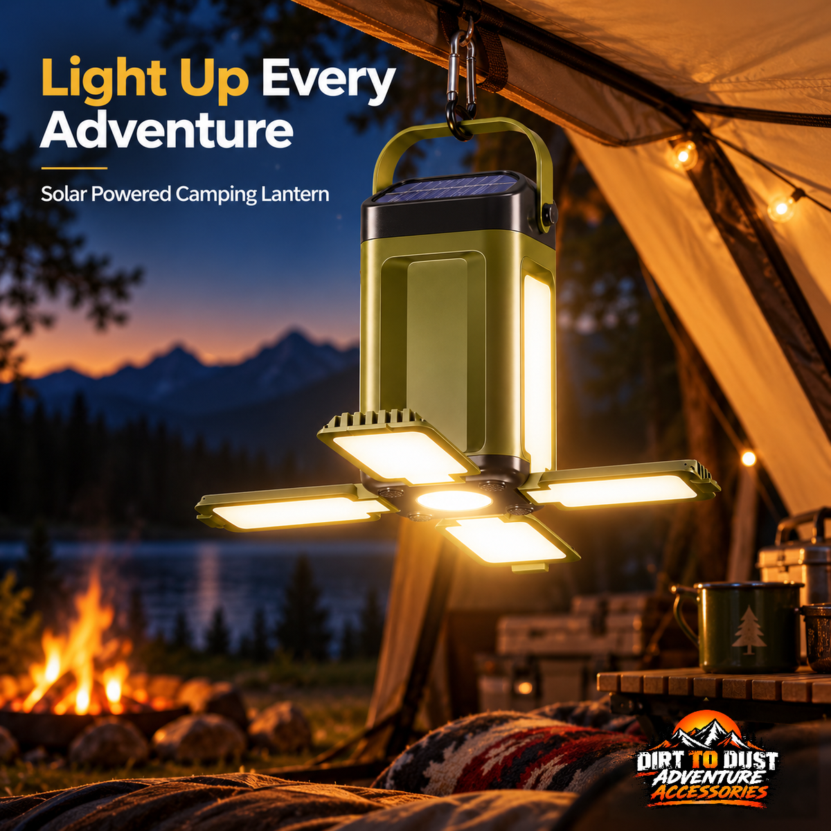 Rechargeable Solar Camping Lantern – Magnetic Floodlight and Torch