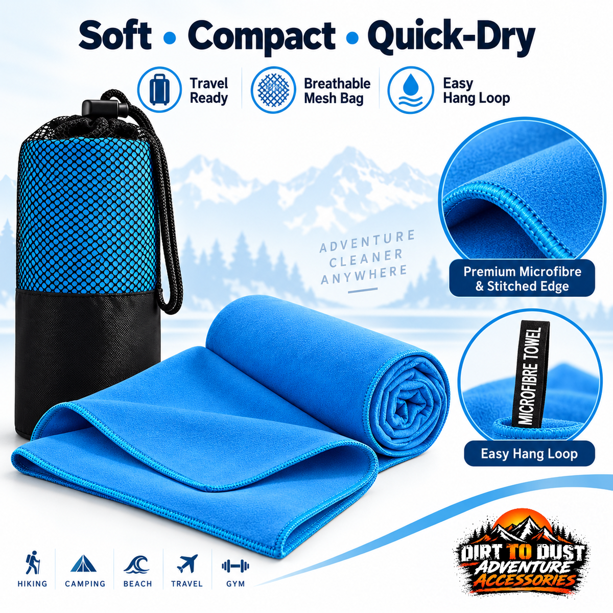 Quick-Dry Travel Towel with Pouch – 40 × 80 cm