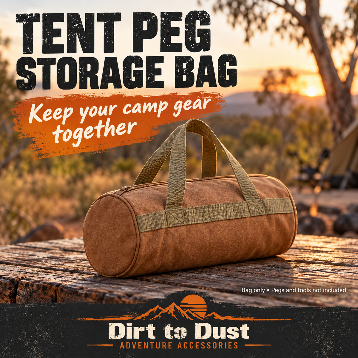 Canvas Tent Peg Storage Bag | Dirt to Dust Adventure Accessories