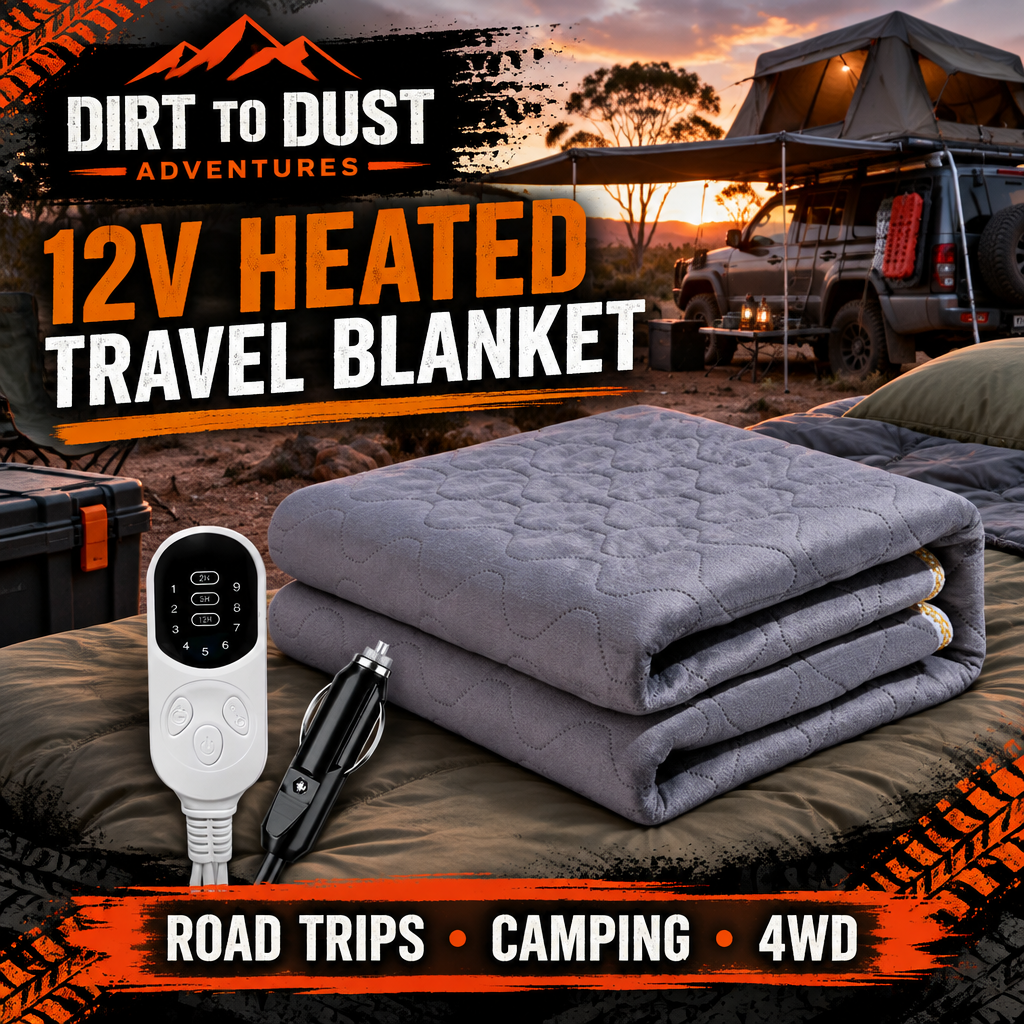 Dirt to Dust Adventure Accessories – 12V Heated Travel Blanket | Electric Car, 4WD, Camping & Caravan Blanket