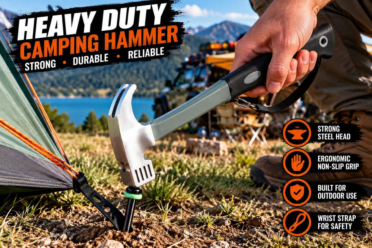 Dirt to Dust Camping Setup Kit – Tent Pegs, Guy Ropes, Hammer & Carry Bag