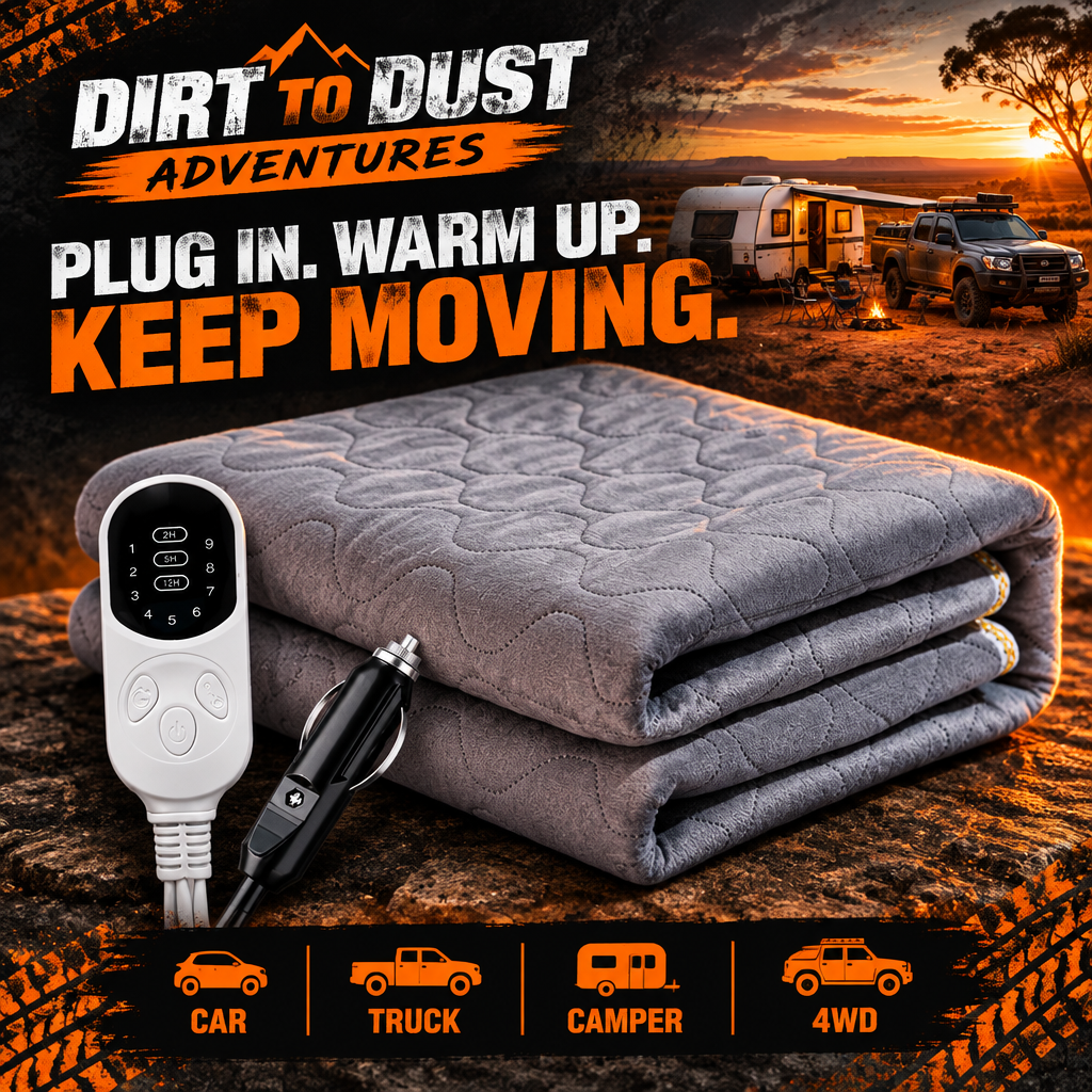 Dirt to Dust Adventure Accessories – 12V Heated Travel Blanket | Electric Car, 4WD, Camping & Caravan Blanket