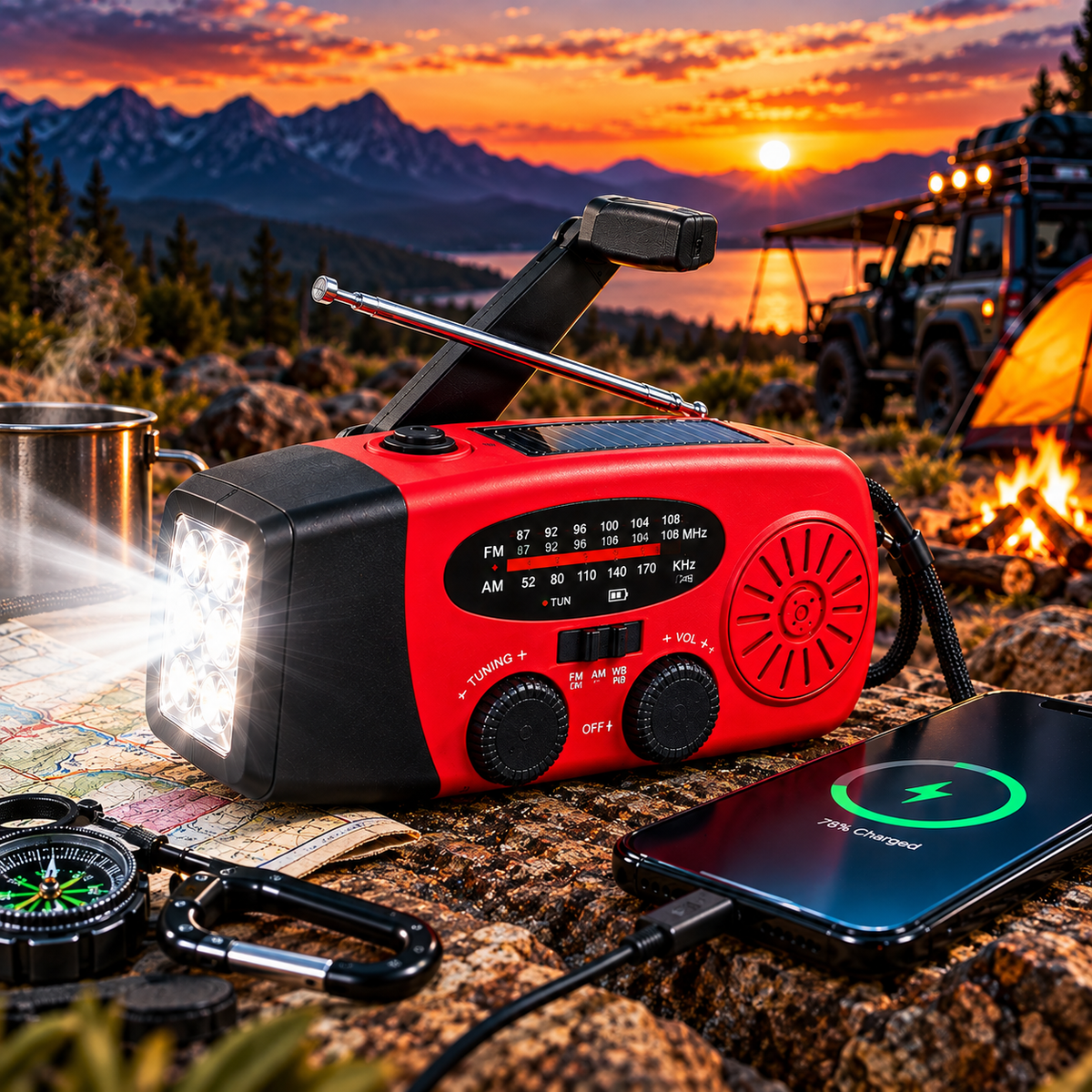 Dirt to Dust Emergency Hand Crank Radio – Solar AM/FM Radio, Torch & USB Charger