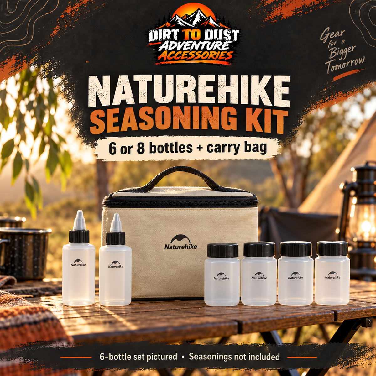 Naturehike Seasoning Bottle Kit – 6 or 8 Bottles | Dirt to Dust Adventure Accessories