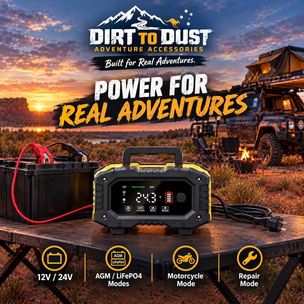 12V/24V Smart Battery Charger – 10A or 20A Options | Dirt to Dust Adventure Accessories