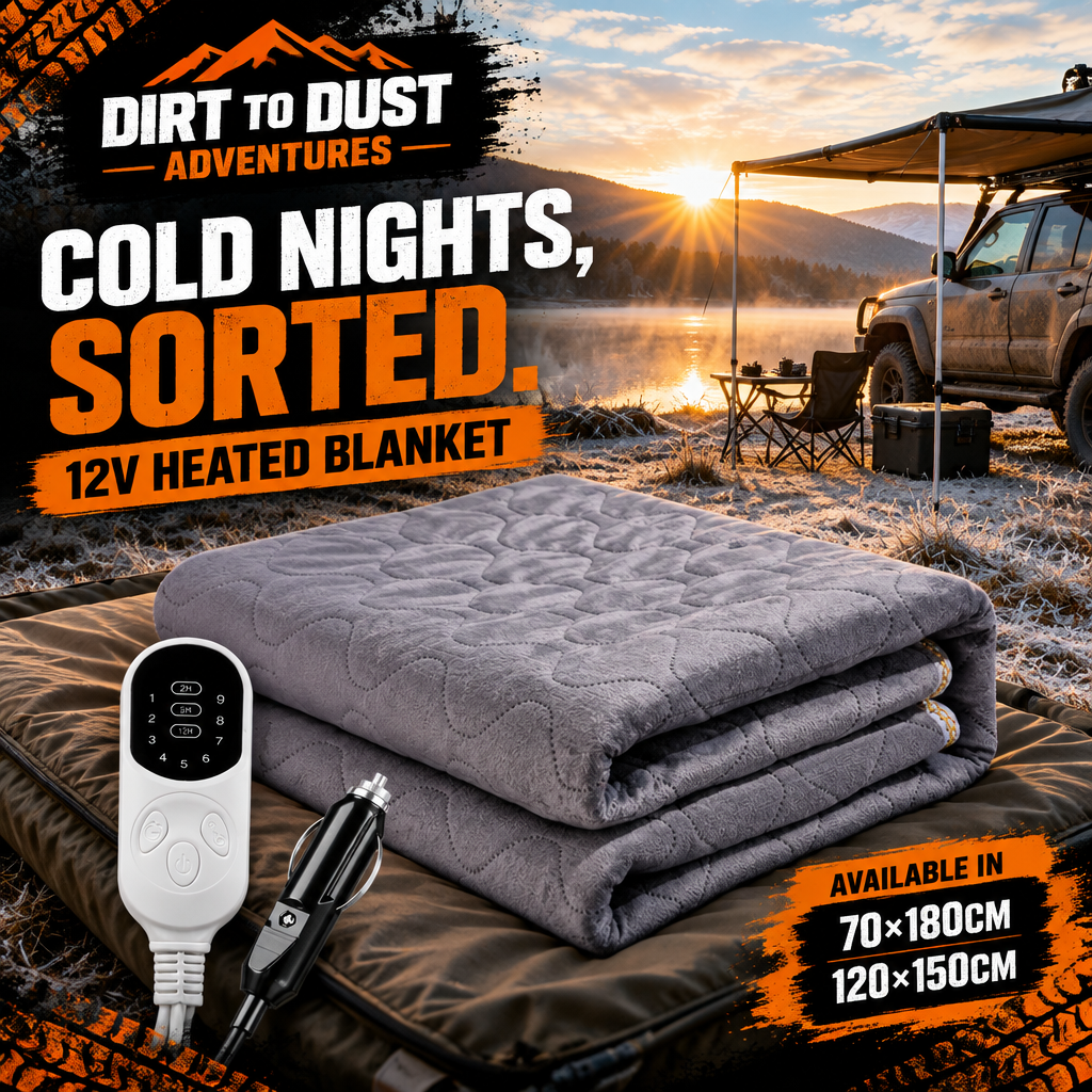 Dirt to Dust Adventure Accessories – 12V Heated Travel Blanket | Electric Car, 4WD, Camping & Caravan Blanket
