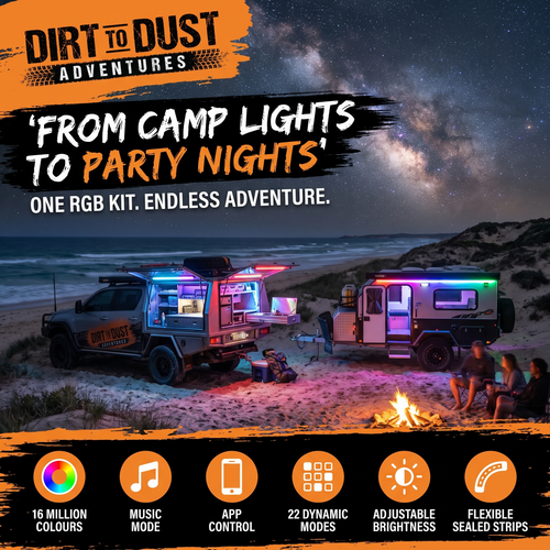 Dirt to Dust Adventure Accessories 12-Piece RGB Lighting Kit – 12V App & Music Sync