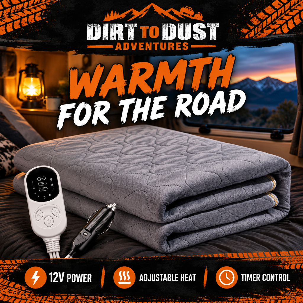 Dirt to Dust Adventure Accessories – 12V Heated Travel Blanket | Electric Car, 4WD, Camping & Caravan Blanket