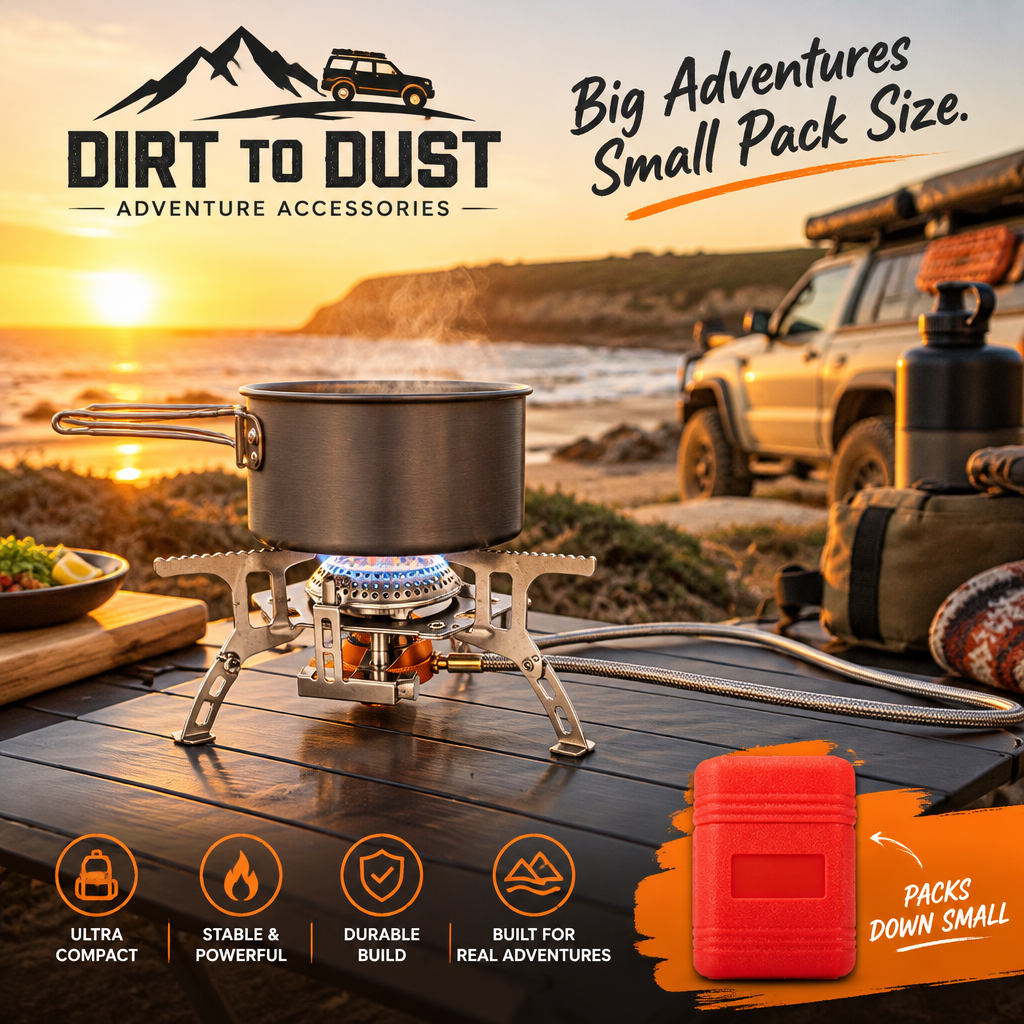 Dirt to Dust 3500W Portable Folding Camping Gas Stove – Compact Outdoor Cooking Burner