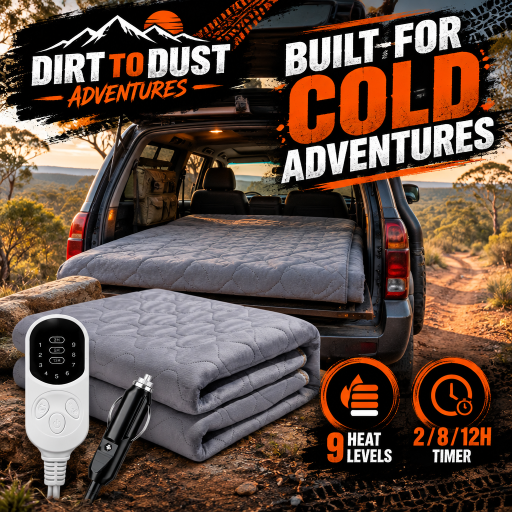 Dirt to Dust Adventure Accessories – 12V Heated Travel Blanket | Electric Car, 4WD, Camping & Caravan Blanket