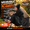 Dirt to Dust black wearable camping blanket with storage bag, free Australian shipping